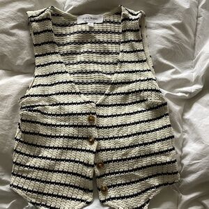 Pink Rose Black and Cream Striped Button Down Shirt